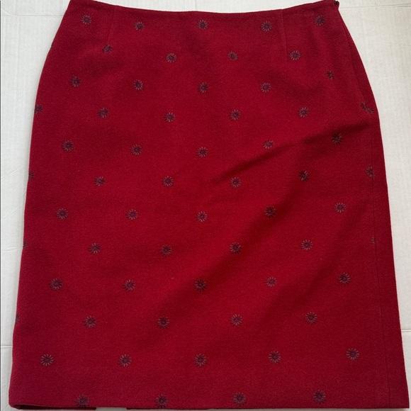 Burberry London Embroidered Accent Wool Skirt